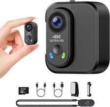 4K Mini Body Camera, Wearable POV Action Cam,Thumb Camera WiFi EIS Stabilization