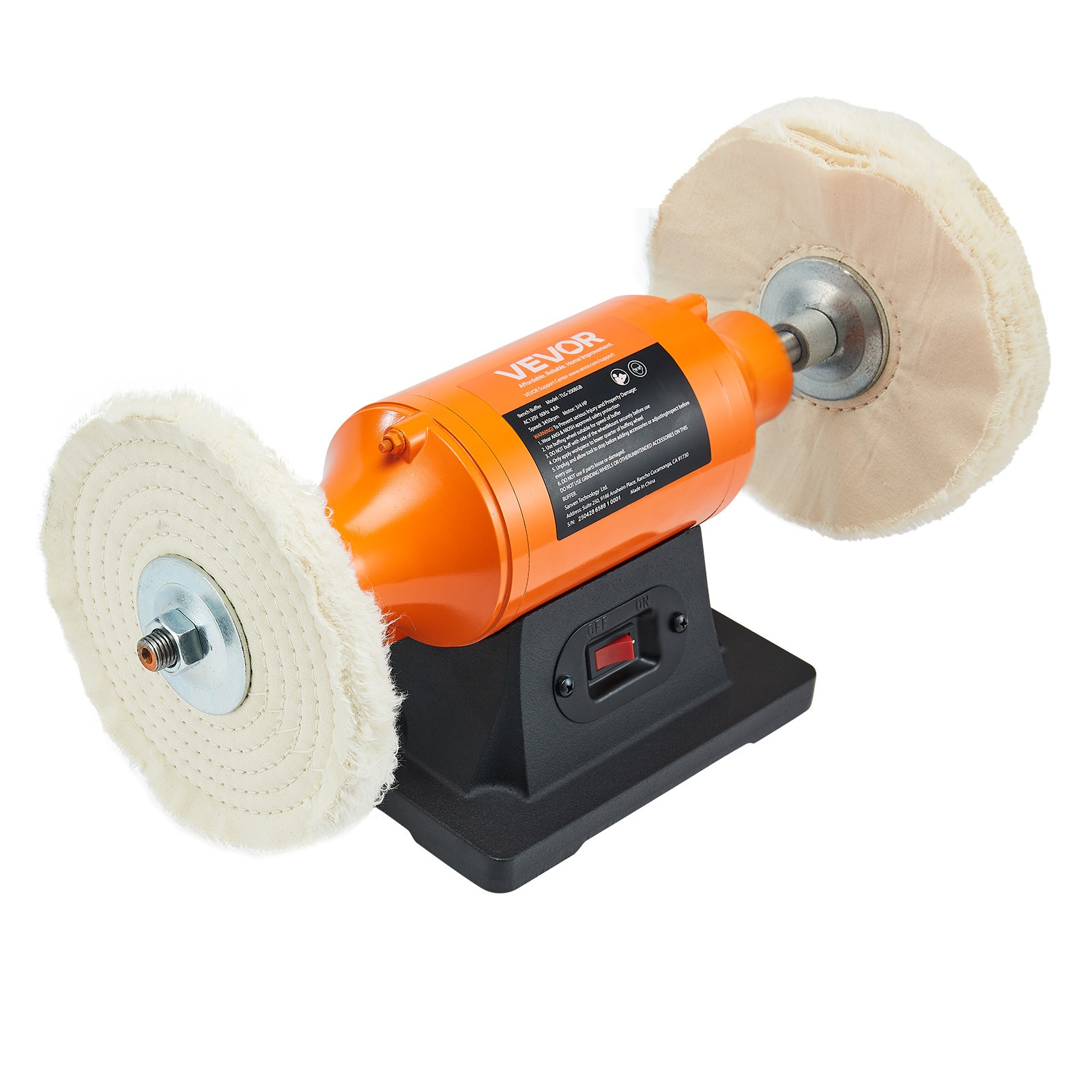 VEVOR 8" Bench Buffer Polisher 3/4 HP 3450RPM for Metal Jewelry Wood Polishing
