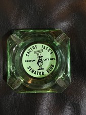 Posacenere vintage in vetro verde di Cactus Jack's Senator Club Carson City Nevada
