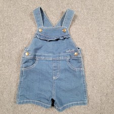 Carhartt Overalls Toddler Girls 2T Blue Denim Shortalls Ruffle Heart Buttons