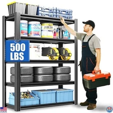 72" Heavy Duty Garage Shelving Unit - 2500 LBS Capacity, 5-Tier Metal Racks