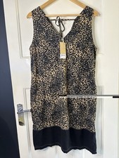 Next Leopard Animal Print Linen Blend Dress Bnwt Size 14 Holiday Summer Beach
