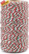 jijAcraft Christmas Twine String, 328 Feet 2mm x 328ft, Red Green and White 
