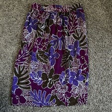 Vintage 90s Floral Purple Sheer Skirt Size 10 Elastic Waist Tropical Hawaiian