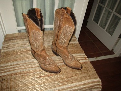 Texas County Womens size 6 Mex 23 Angel Wings Cross Inlay Leather Cowgirl Boots
