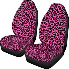 Chic Pink Leopard Animal Print Fashion Car Seat Covers for Rose Leopard