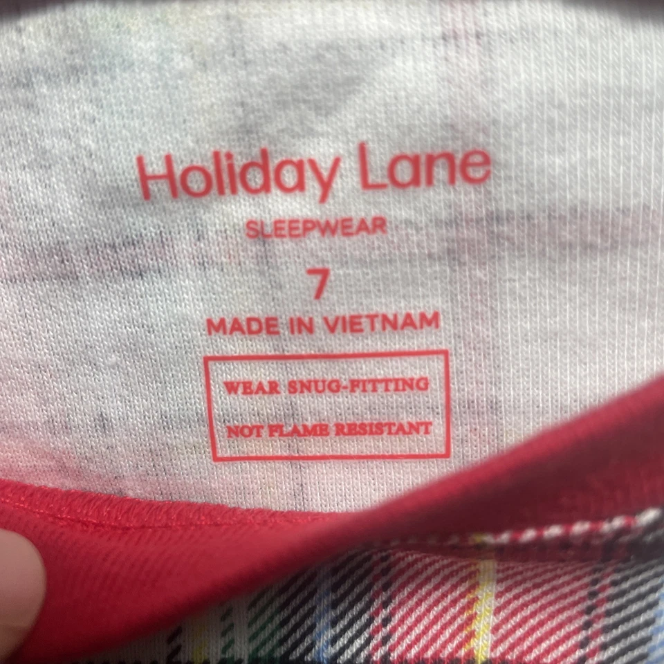 Pantalones de pijama Holiday Lane Little Kids Winterton rojos a cuadros, Winterton a cuadros, talla 7 Foto 3 de 4