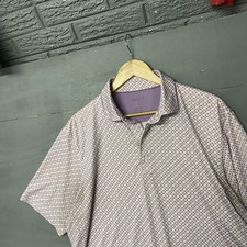 johnnie-O Polo Shirt Mens Large Pink Stripe Featherweight Performance Stretch