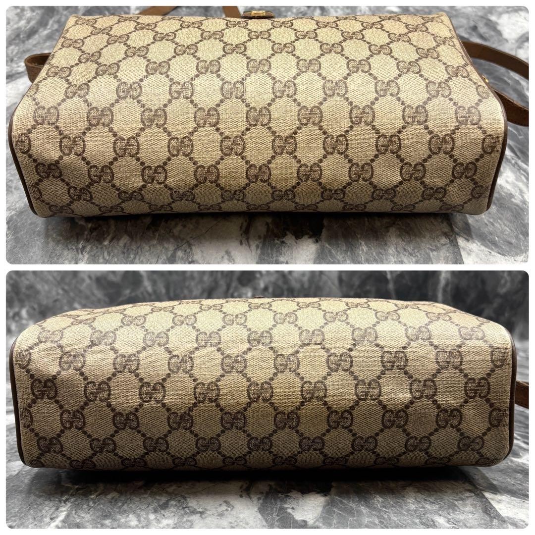 GUCCI Shoulder Bag PVC Leather Beige Brown Vintage Old Gucci Women Italy  thumbnail 8