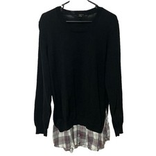 Iman 1X Tunic Plaid Hem Sweater Lagenlook Min...