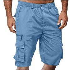 Mens Cargo Combat Shorts Cotton Chino Twill Knee Length Half Pants Multi Pockets