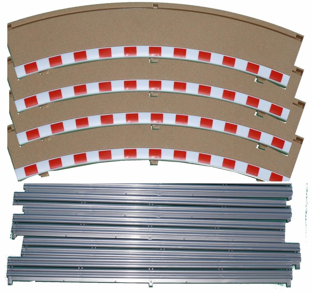 SCALEXTRIC C8228 RADIUS 2 OUTER BORDERS AND BARRIERS x4 BEIGE RED WHITE