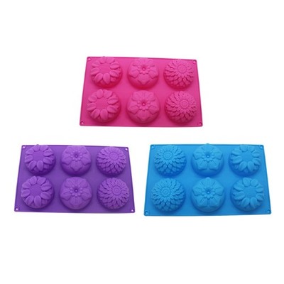 6 Holes Cake Moulds Bread Molds Mousse Mould Silicone Material Flower Shape Mold