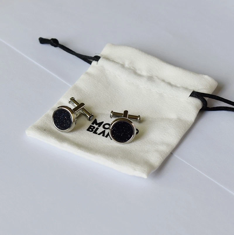 Abotoaduras Montblanc aço inoxidável design céu estrelado azul MB112906 sem caixa - Imagem 4 de 4