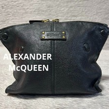 Alexander McQUEEN Used Leather Pouch Clutch Bag Black Italy Made 15x20x5cm