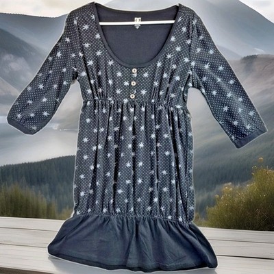 DC Shoes Dresden ALine Scoop Neck 3/4 Sleeve Lightweight Midi Dress Womens Small