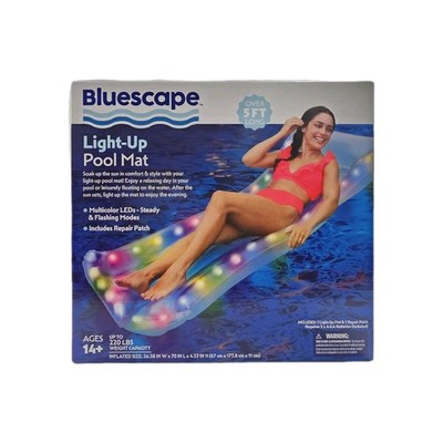 New Bluescape Inflatable Pool Mat Float Color Changing LED Batteries Included