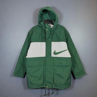 Nike M men's green vintage nylon down jacket parka 90s | eBay