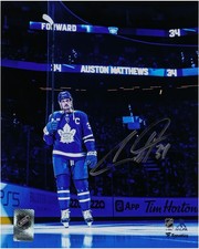 Auston Matthews Toronto Maple Leafs Signed 8 x 10 Pregame Salute Photo