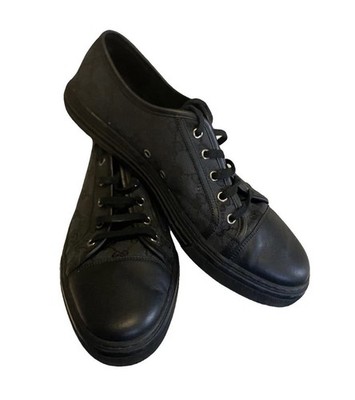 Gucci California Black GG Monogramm Canvas Low Top Sneaker 44 UK 10 US11  426189