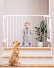29.2–43" Baby Gate for Stairs, Wall-Mount, Auto Close, No Bottom Bar, White 🍼
