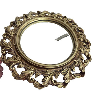 Vintage Three Hands Corp Gold Wall Hanging Accent Mirror Leaves 12'' Across