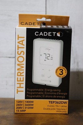 Cadet TEP362DW Programmable Thermostat, Digital, 120/240/208V, White