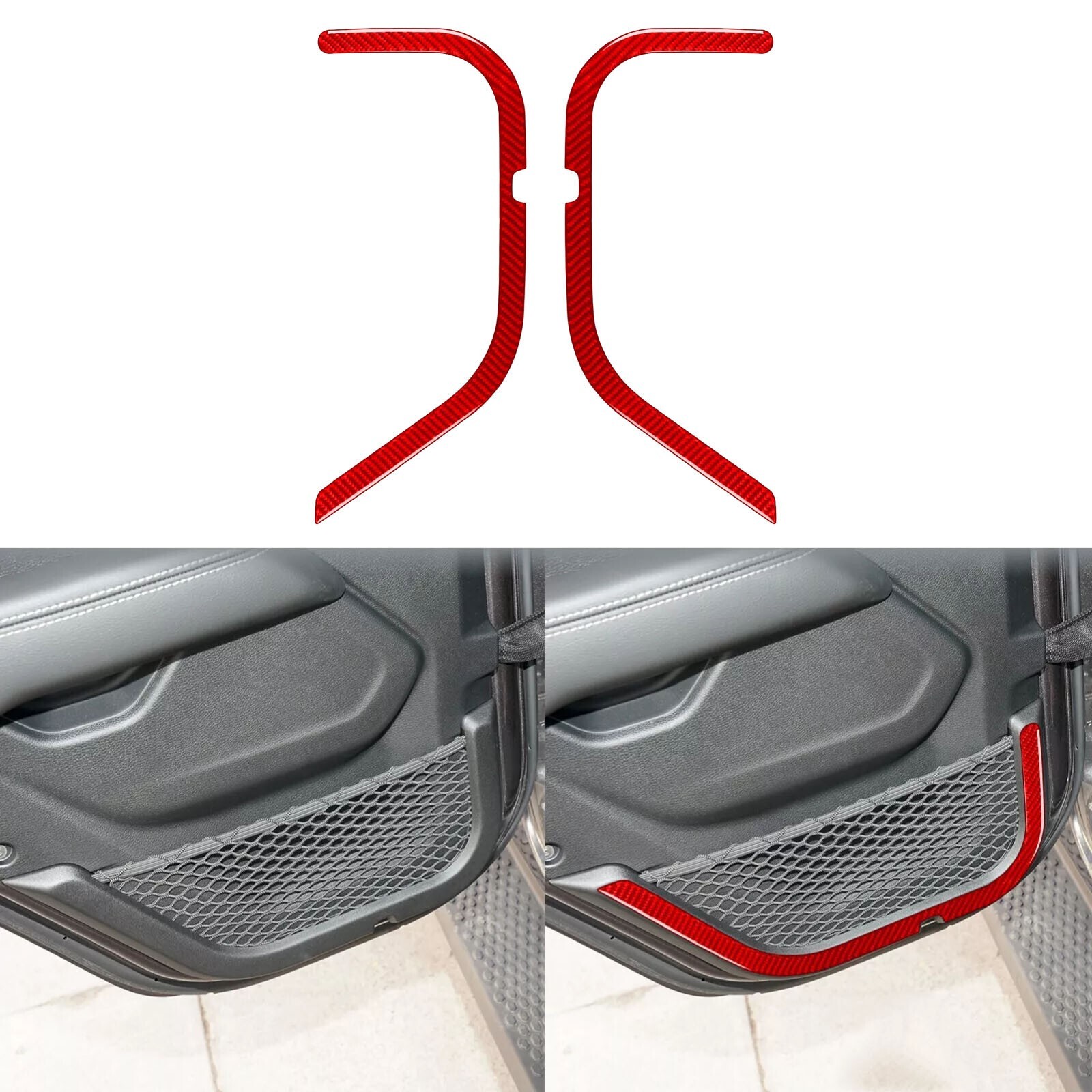 Red Carbon Fiber Rear Door Storage Panel Cover For Jeep Wrangler JL Gladiator JT
