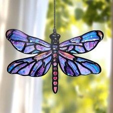 Resin Suncatcher Size 6 Inches, Boho Stained Glass Effect Dragon Fly Dragonfly