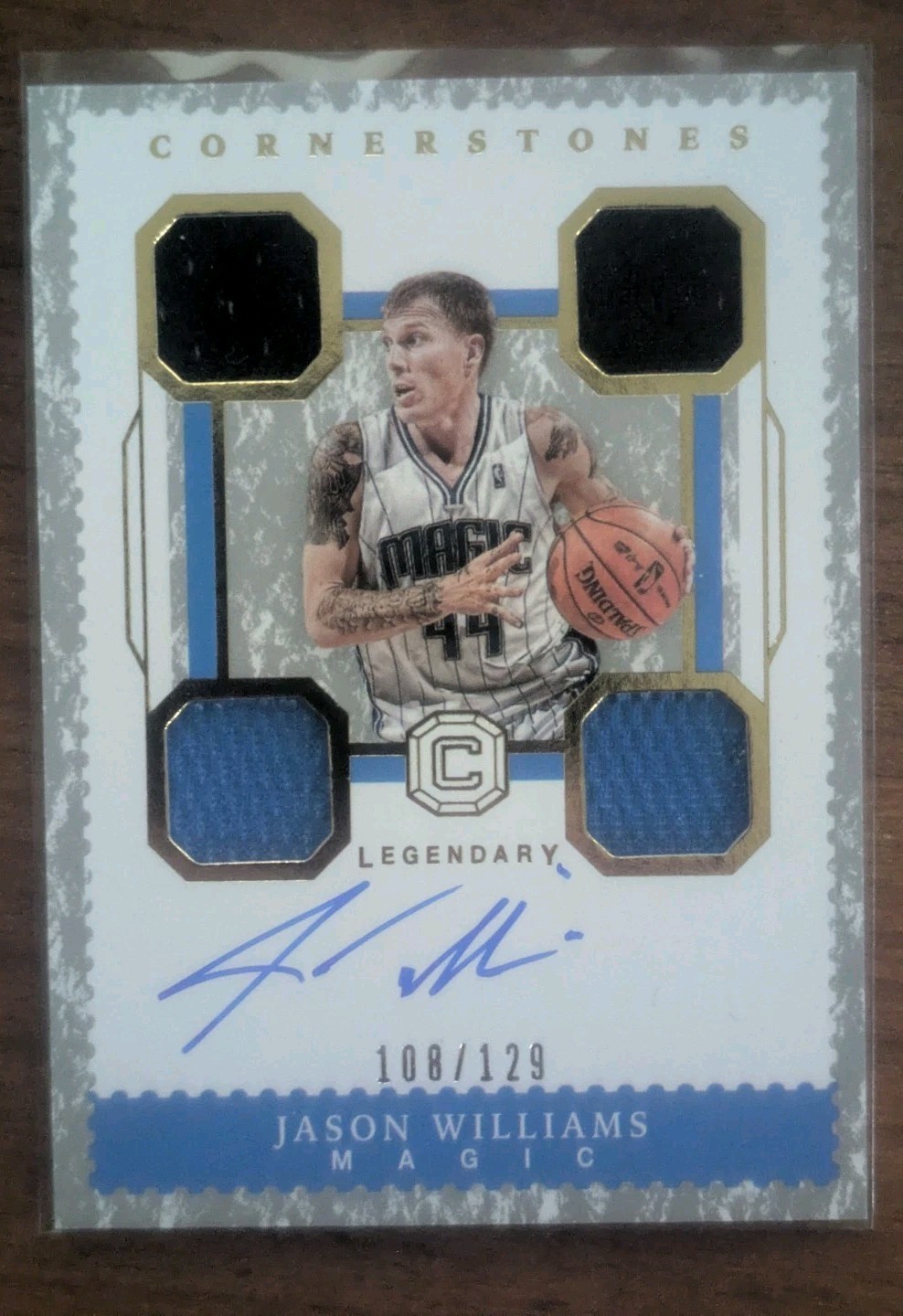 2017-18 Panini Cornerstones Jason Williams Legendary Quad Patch Auto /129 Magic view 2