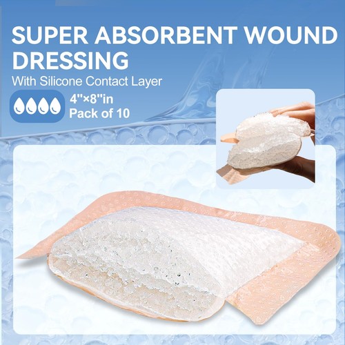 Niceful Silicone Super Absorbent Wound Dressing - 4"×8" Large Absorbant Banda... - Picture 4 of 9