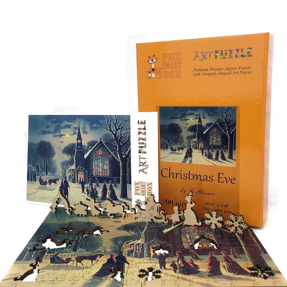 Rompecabezas de madera para adultos de FoxSmartBox - 200 piezas - Nochebuena Foto 3 de 4