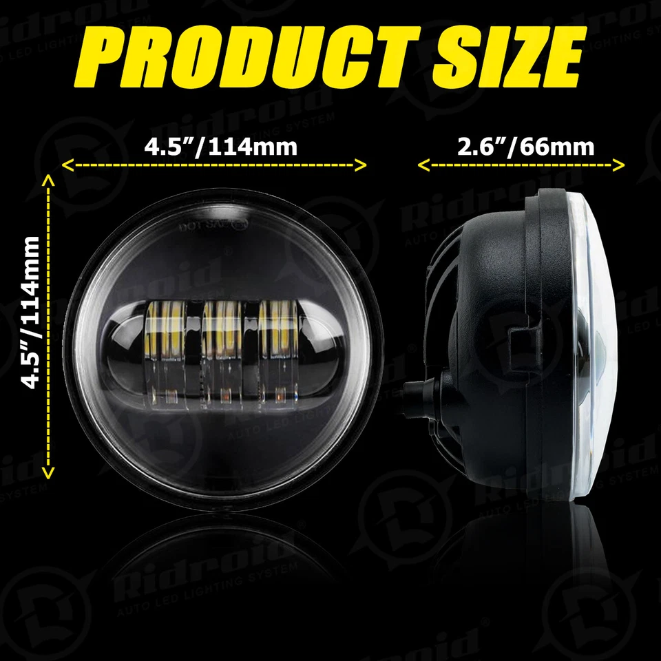 Luces de paso antiniebla LED de 4,5 pulgadas lámpara de conducción para moto Harley Davidson Foto 4 de 4