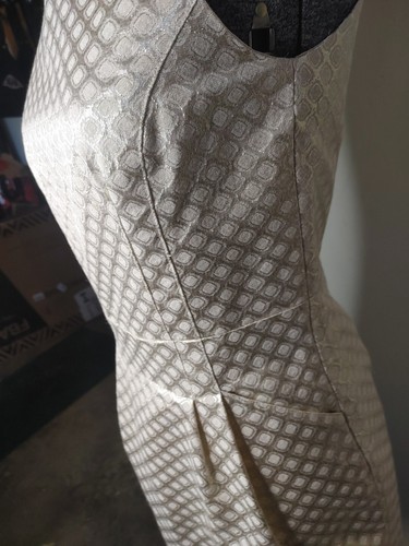 Dalia Sz 8 Holiday Dress Silver White Sleeveless Knee Length Pockets A37 - Bild 6 von 19