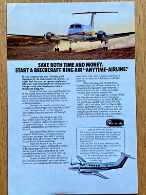 Beechcraft King Air Beech Aircraft Flugzeug Original 1975 Vintage Advert Werbung