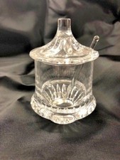 Gorham Crystal Lyric pattern marmalade condiment jar cover lid and spoon EUC