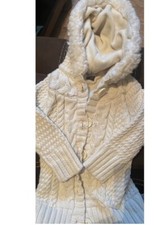 Baby Gap Toddler Off White Cable Knit Sweater With Hood - 2 Years