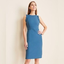 Ann Taylor Petite Pleat Trim Doubleweave Sheath Dress