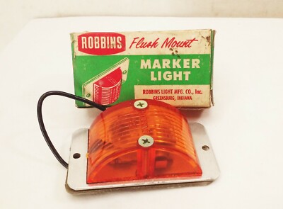 Vtg 1940s 50s Robbins flush mount marker light amber lucite lens car truck