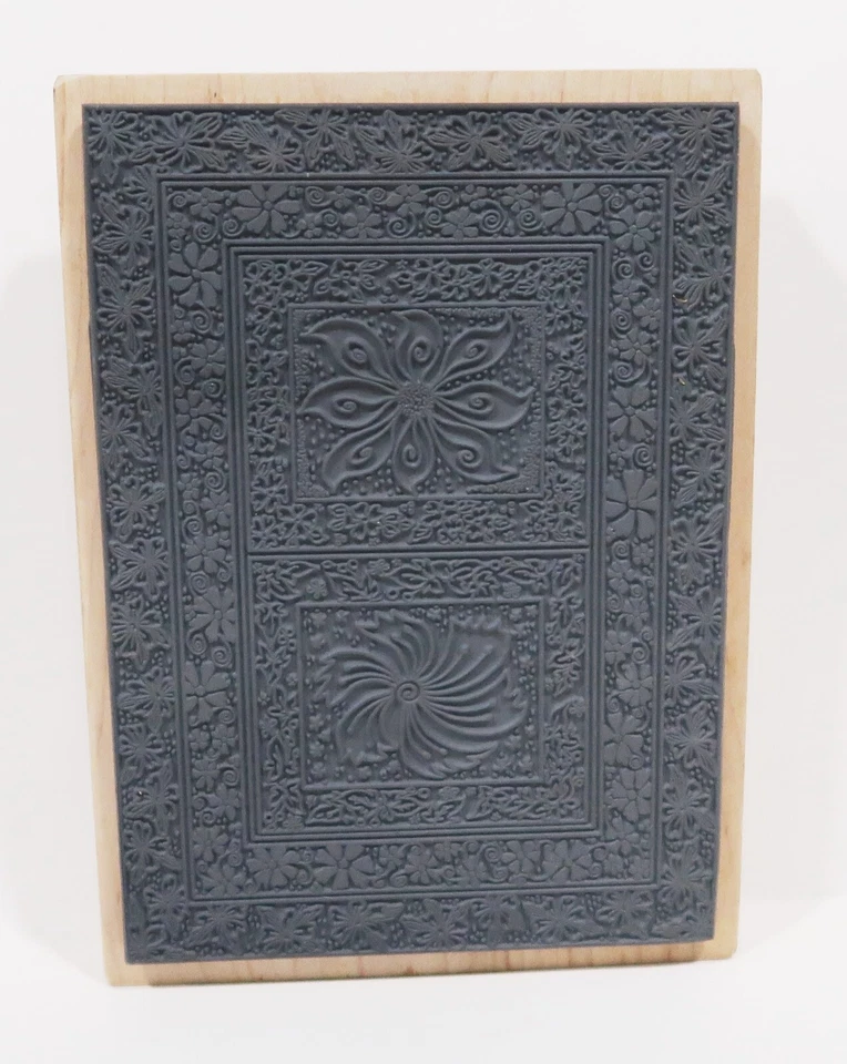 Estampilla grande de goma magenta de 1990, margarita, floral, flor, bordes Foto 2 de 3