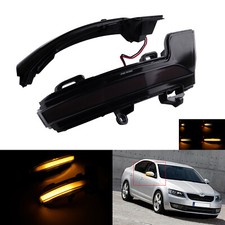 2x Dynamic LED Wing Mirror Indicator Repeater Light Fit Skoda Octavia MK3 5E 12+