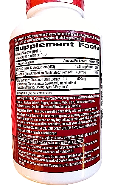 Trunature Advanced Strength CinSulin 500 mg Cinnamon 200 veg caps