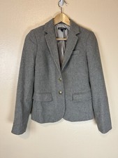 J.Crew 2 Wool Schoolboy Blazer Jacket Gray Gold Buttons Career Lined G7168
