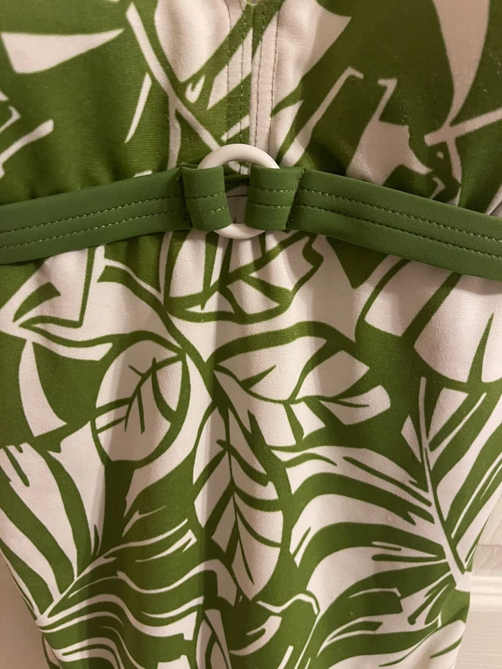 Traje de baño de una pieza Baltex Maillot Body floral verde blanco talla 10 D floral años 90 de colección Foto 2 de 4