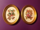 Vintage Hummel Framed Needlepoint Set of Two Boy Girl Climbing Trees Made In USA — photo 1