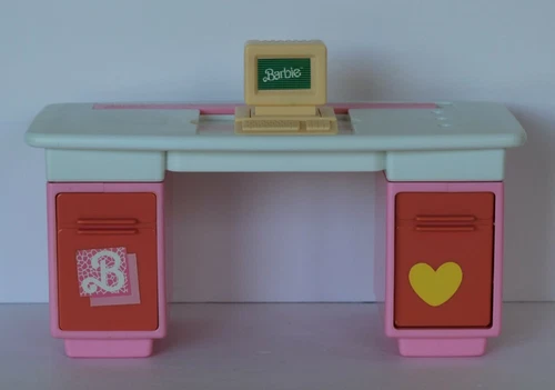 Vintage 1991 Mattel Barbie Girl Desk Set 7241 Tape Dispenser Ruler Stamp