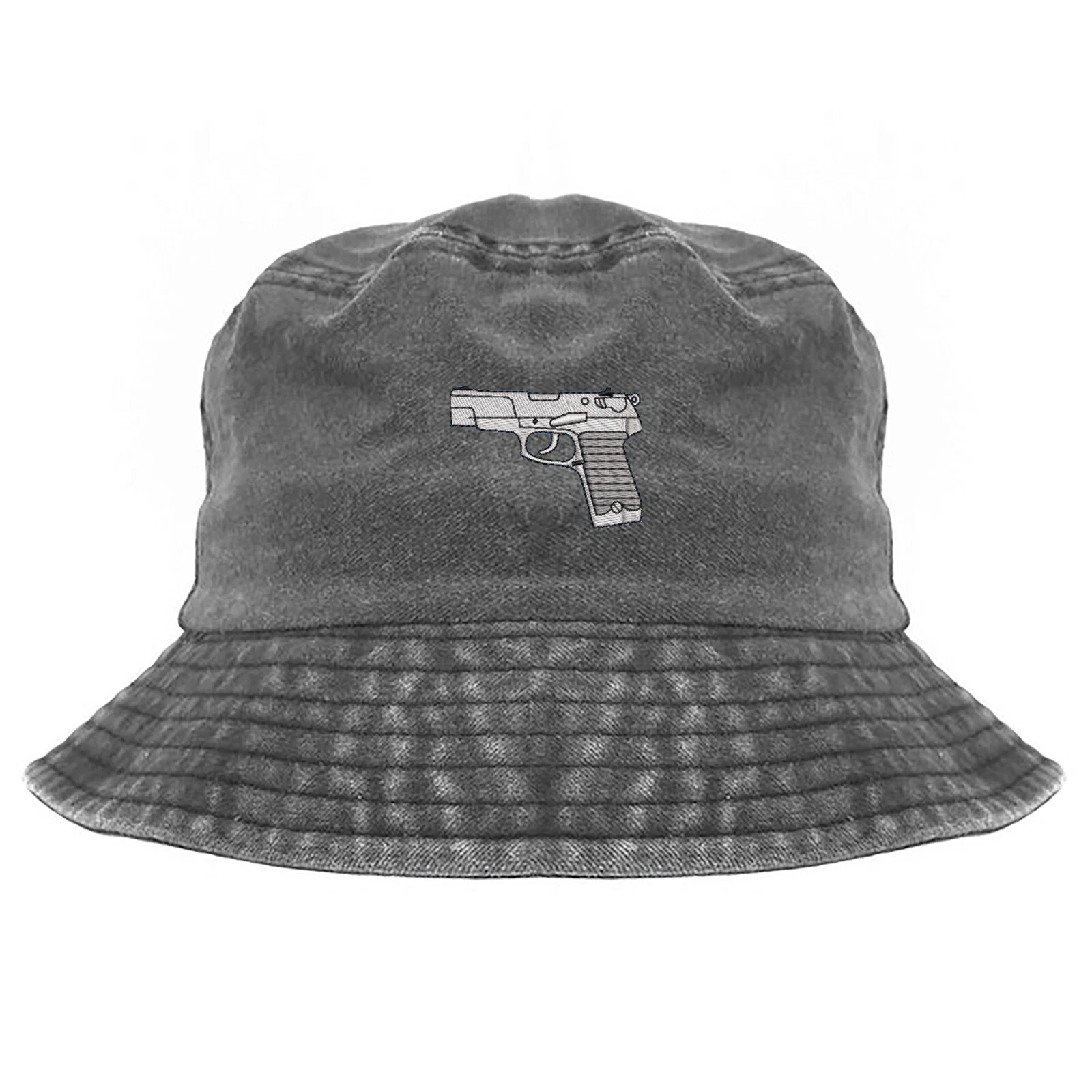 Automatic firearm gun embroidered bucket hat, custom bucket hat