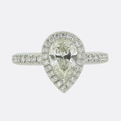 De Beers 0,88 Karat Diamant-Verlobungsring im Birnenschliff