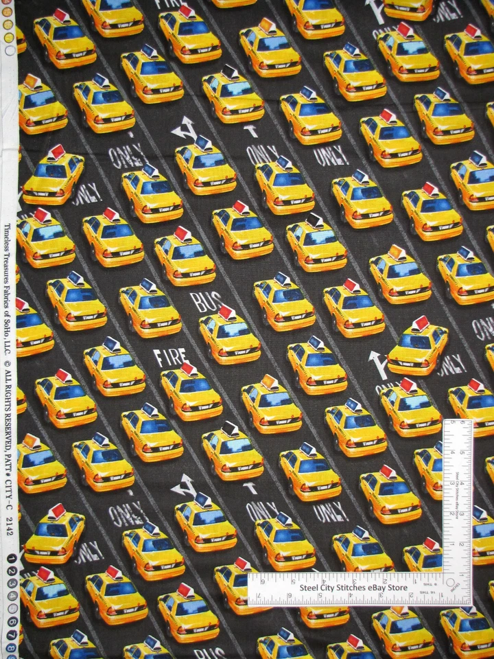 Tela para coche taxis City Street Cars algodón Timeless Treasures C2142 por yarda Foto 2 de 2