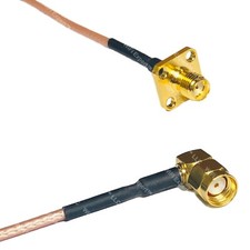 RG316 SMA FEMALE FLANGE to RP-SMA MALE ANGLE RF Cable Rapid-SHIP LOT